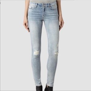 All Saints 28 Mast Distressed Skinny Ripped Jean